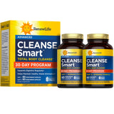 Renew Life Cleanse Smart frente del empaque mostrando dosis y beneficios visibles