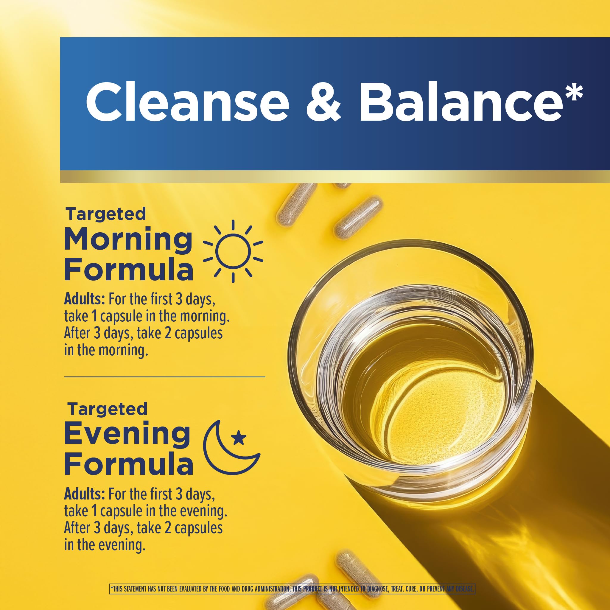 Renew Life Cleanse Smart tamaño del envase comparado con monedas para referencia