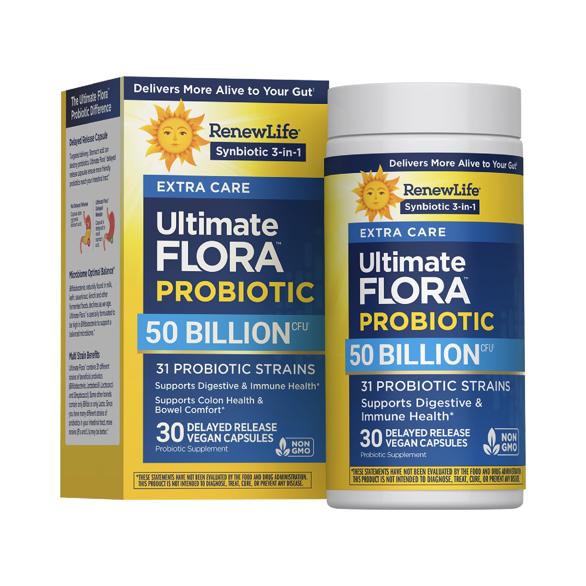Renew Life envase frontal con 50 mil millones UFC y beneficios digestivos