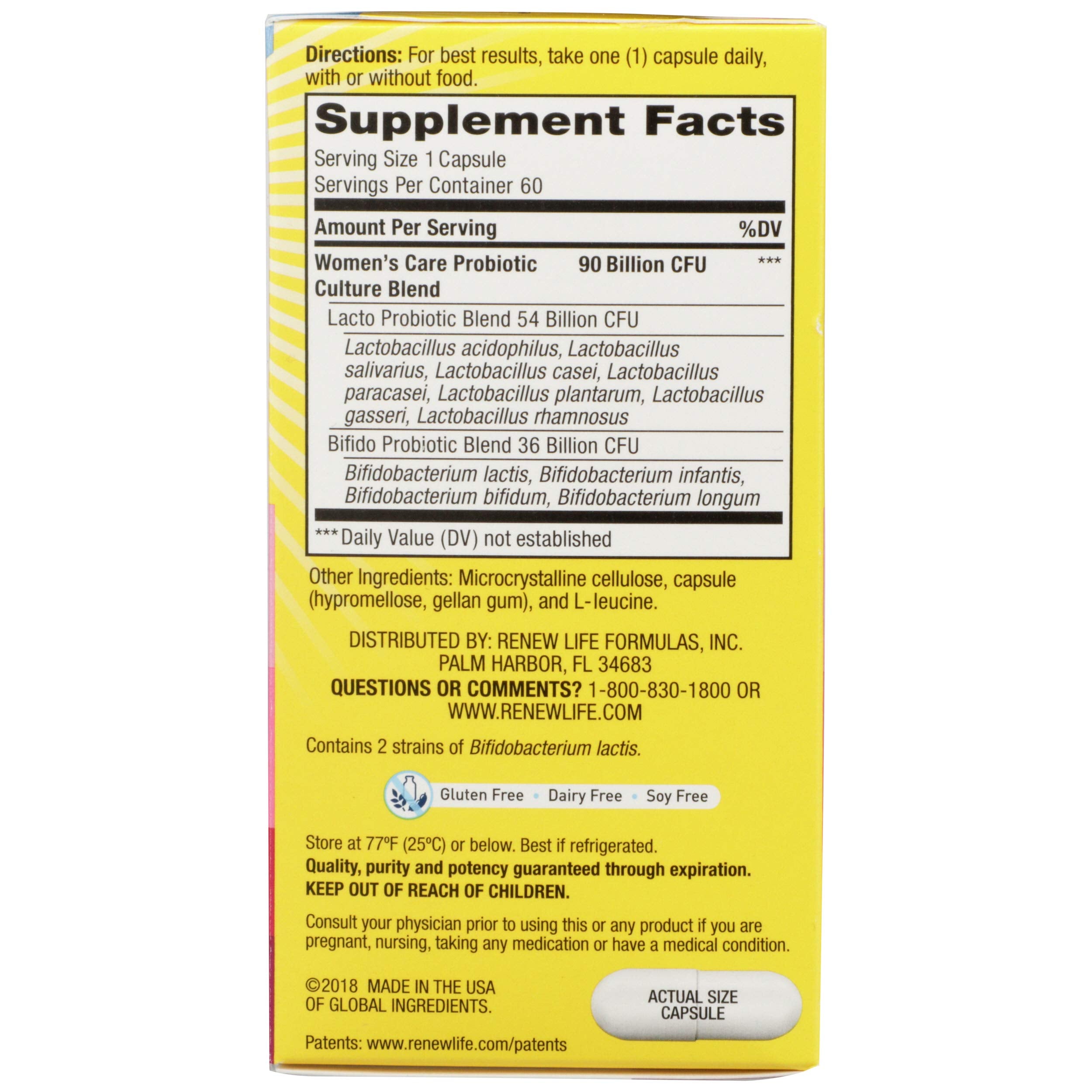 Renew Life etiqueta ingredientes destacando 12 cepas y 90B UFC