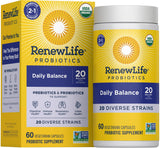 Renew Life frasco delantero mostrando el envase y el beneficio de facilidad de uso