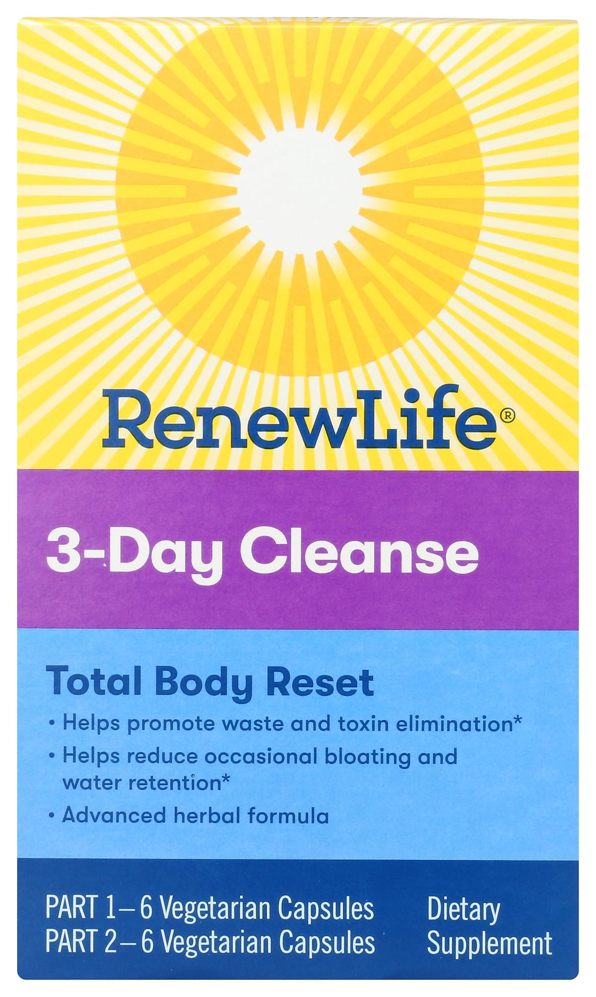 Renew Life frente del envase mostrando diseño y beneficio de limpieza rápida