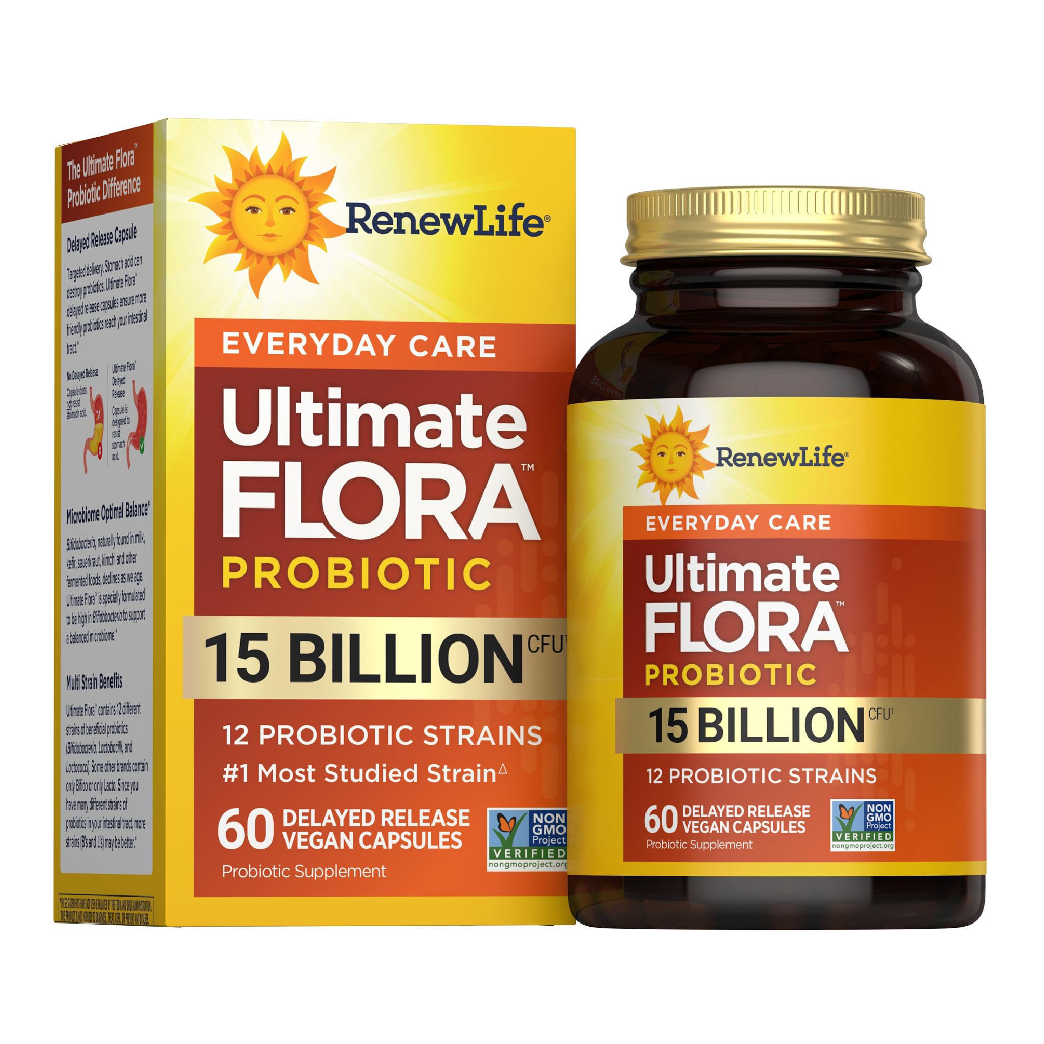 Renew Life envase frontal mostrando marca y beneficios para digestión