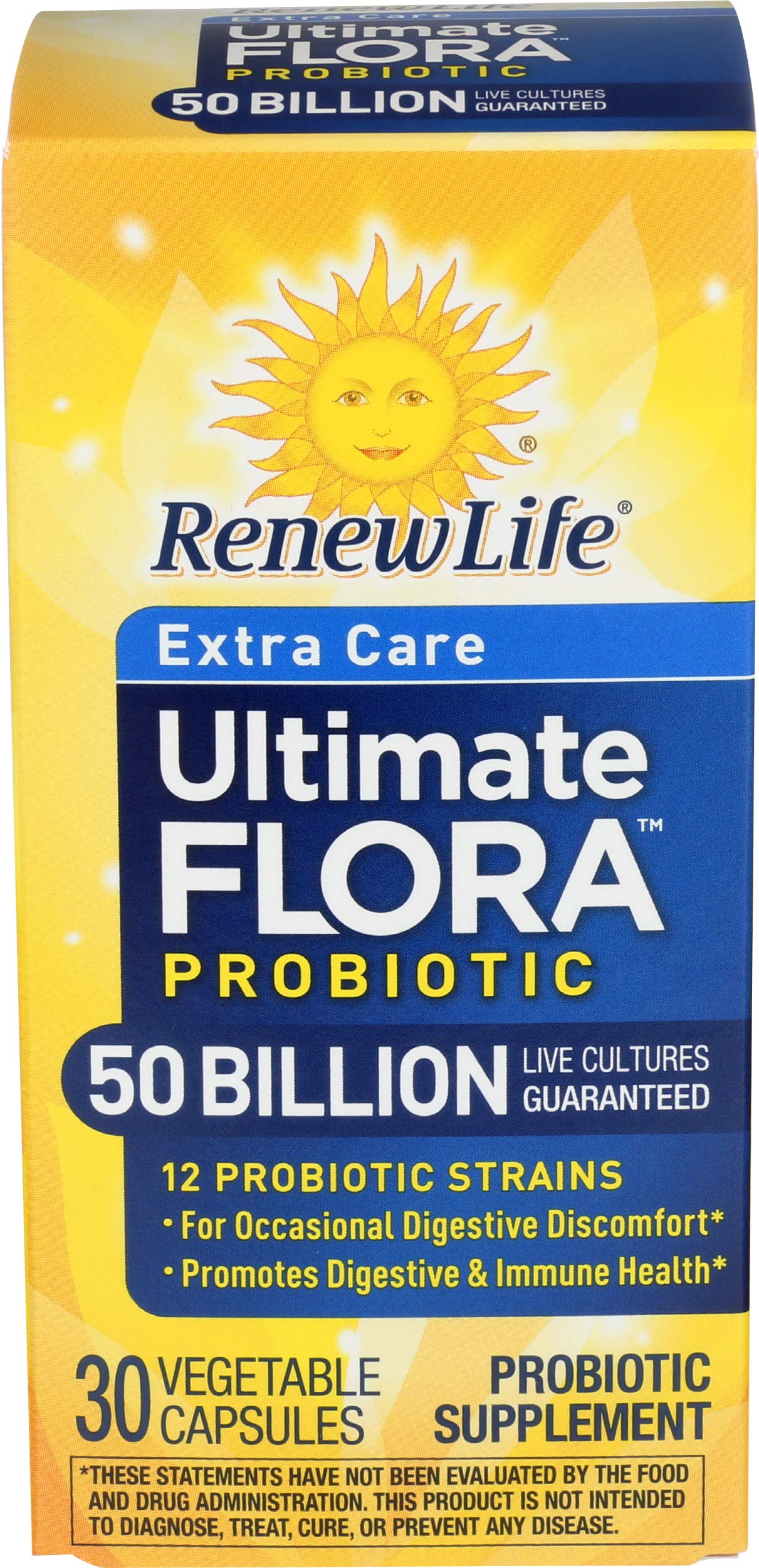 Renew Life frontal del envase mostrando 50 mil millones y beneficios