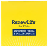 Renew Life cápsula en mano para comparar tamaño y conveniencia diaria