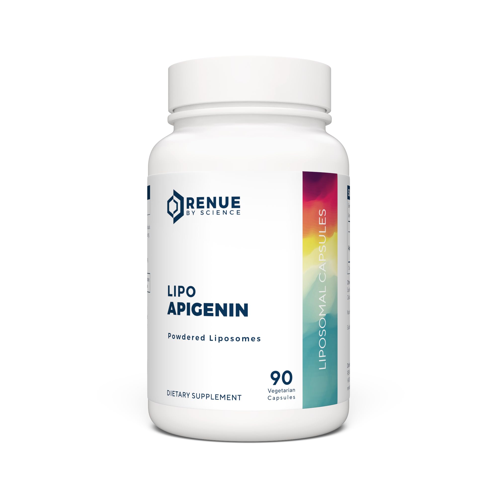 Renue By Science apigenin envase frontal mostrando cápsulas y beneficios de absorción