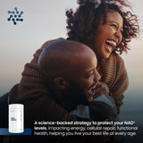 Renue By Science cápsula abierta revelando contenido, muestra la formulación liposomal