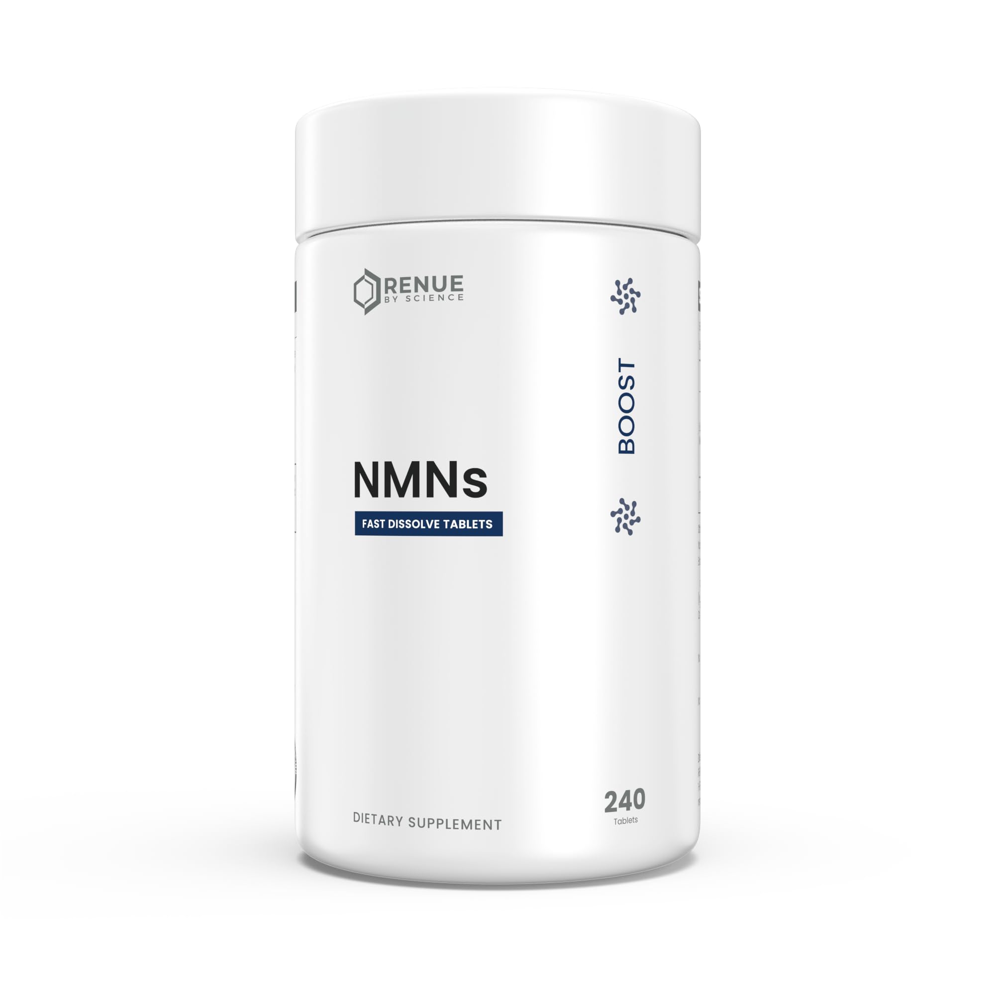 Renue By Science frente del envase mostrando diseño y cantidad 240 tabletas