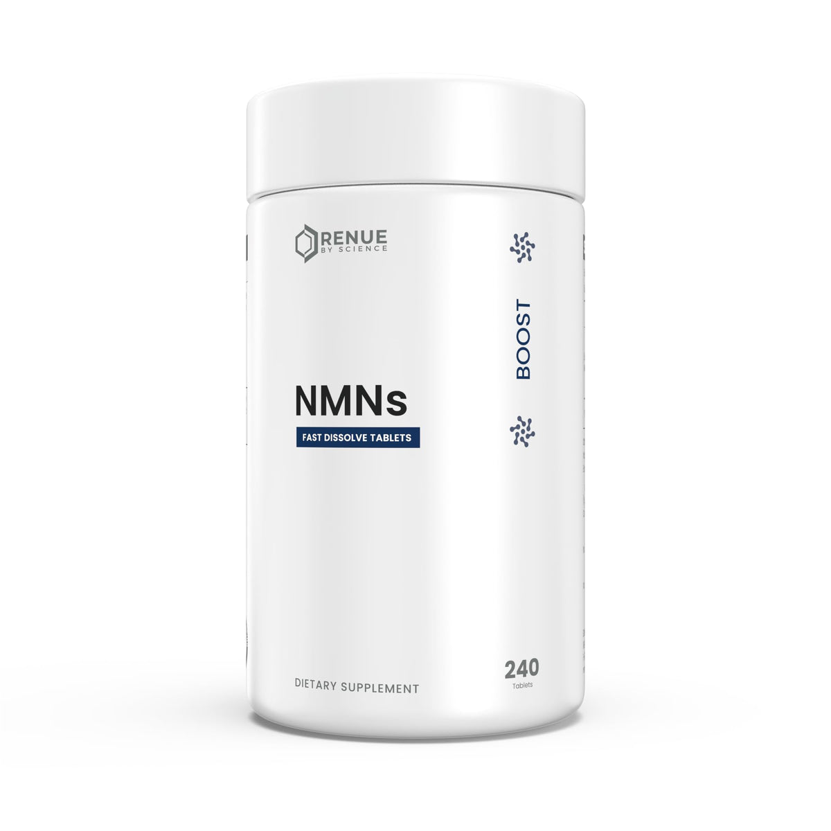 Renue By Science frente del envase mostrando diseño y cantidad 240 tabletas