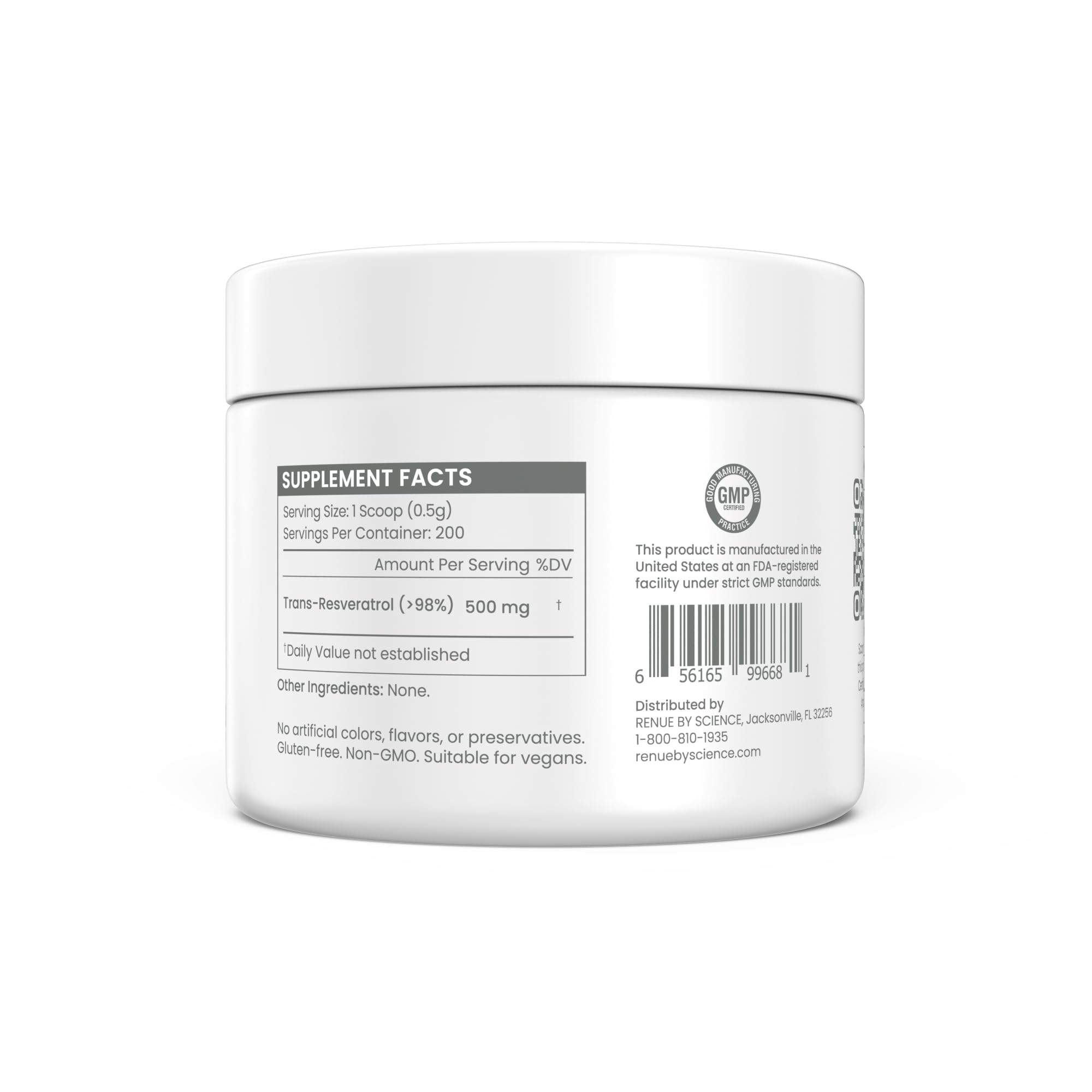 Medición de Renue By Science resveratrol con balanza, control preciso de la dosis