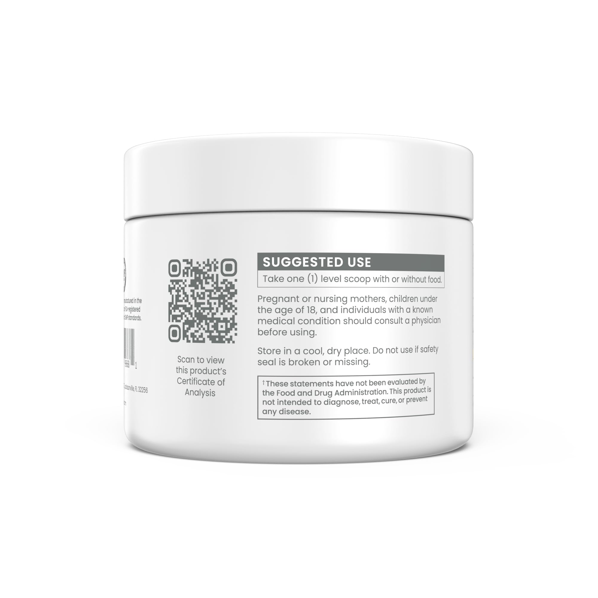 Detalle del polvo de Renue By Science resveratrol, textura fina para fácil disolución