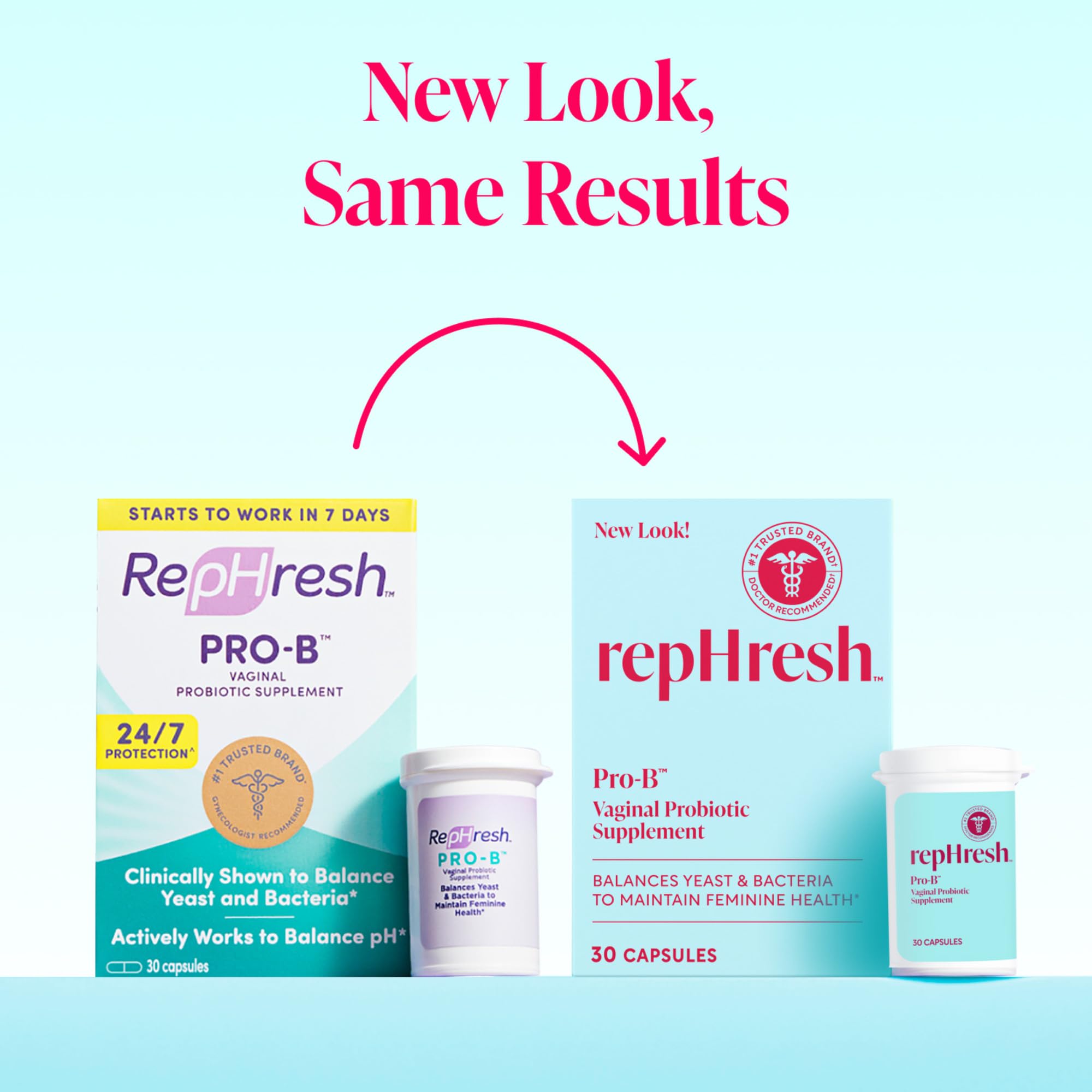 Cápsula Rephresh Pro-B en primer plano destacando textura y tamaño fácil de tragar
