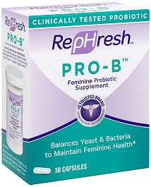 Rephresh Pro-B cápsula en mano, tamaño fácil de tragar