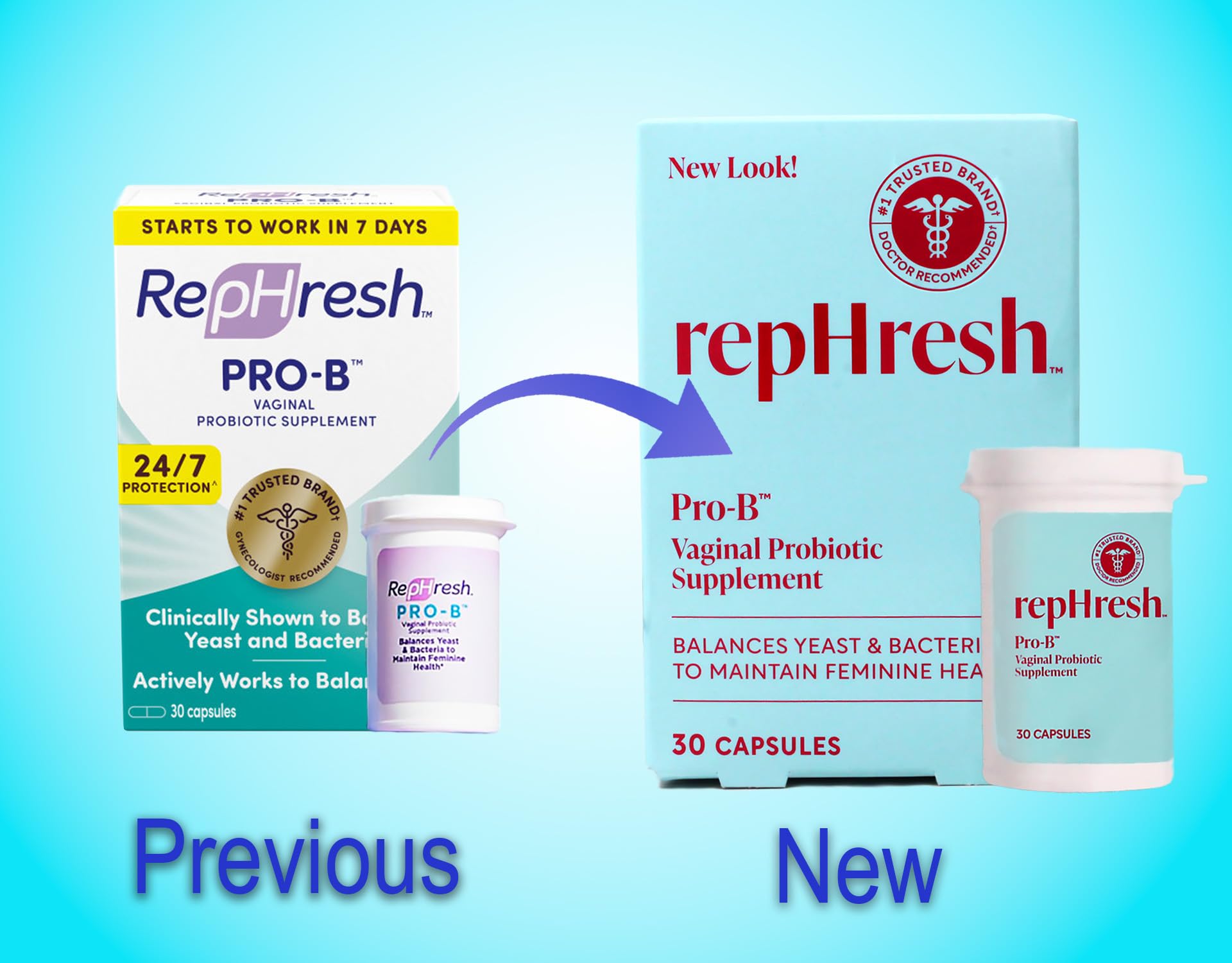 Rephresh Pro-B acercamiento de cápsula destacando recubrimiento y protección de potencia