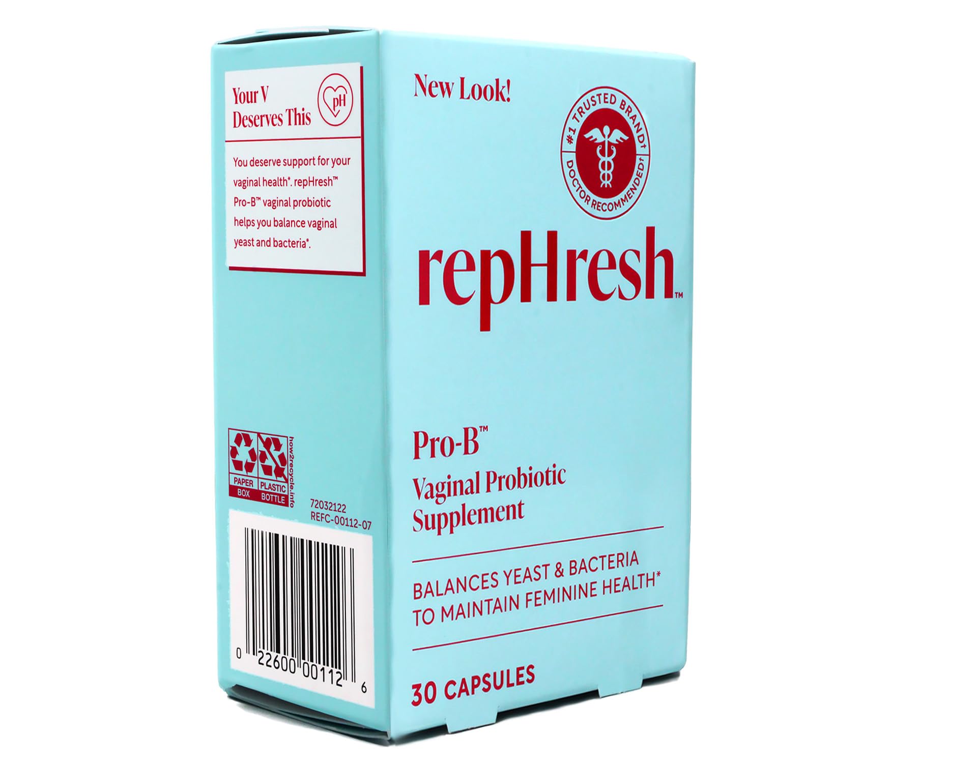 Rephresh Pro-B cápsula tomada con vaso de agua mostrando uso diario sencillo