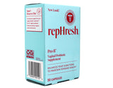 Rephresh Pro-B cápsula tomada con vaso de agua mostrando uso diario sencillo