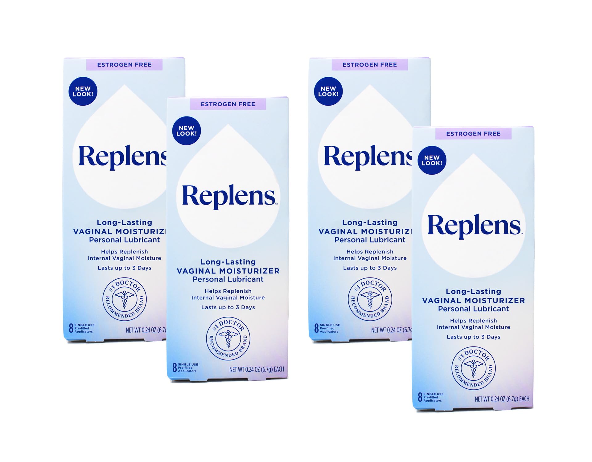 Replens pack de 4 cajas mostrando el frente del embalaje y beneficios claros