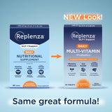 Etiqueta de Replenza con lista de ingredientes y beneficios visibles