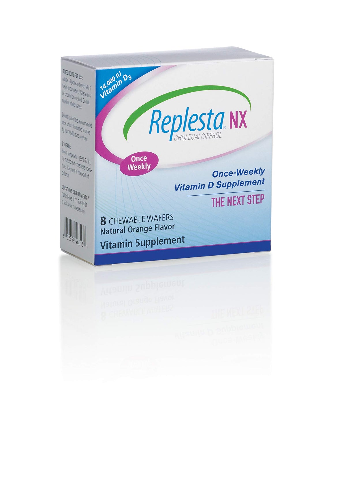 Replesta NX frente del empaque mostrando el pack y beneficio de dosis semanal