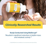 Researched Nutritionals BioDisrupt botella abierta con cápsulas para visualización del contenido