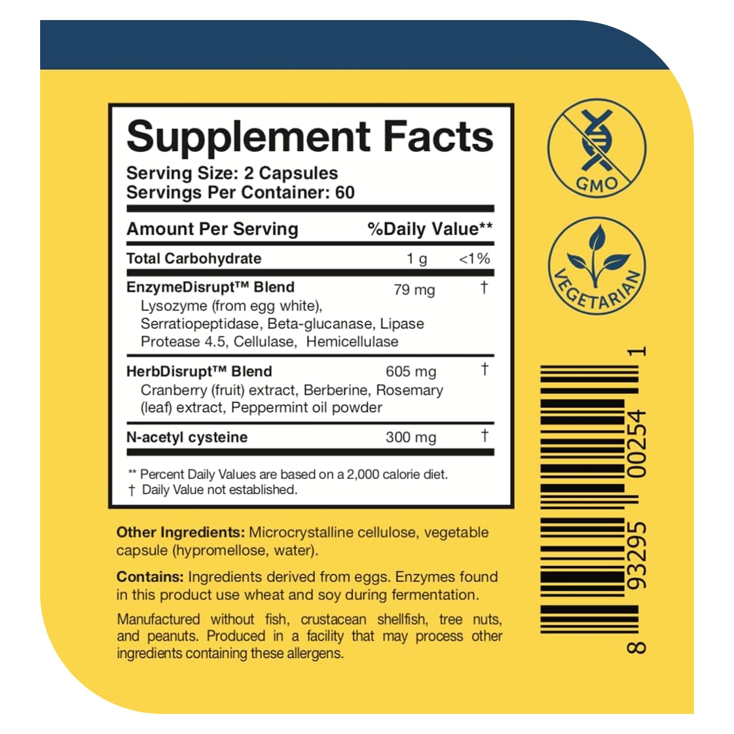 Researched Nutritionals BioDisrupt comparación de tamaño con moneda para escala visual
