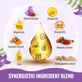 Resciency ingredientes clave azafrán, ashwagandha y cúrcuma para sinergia