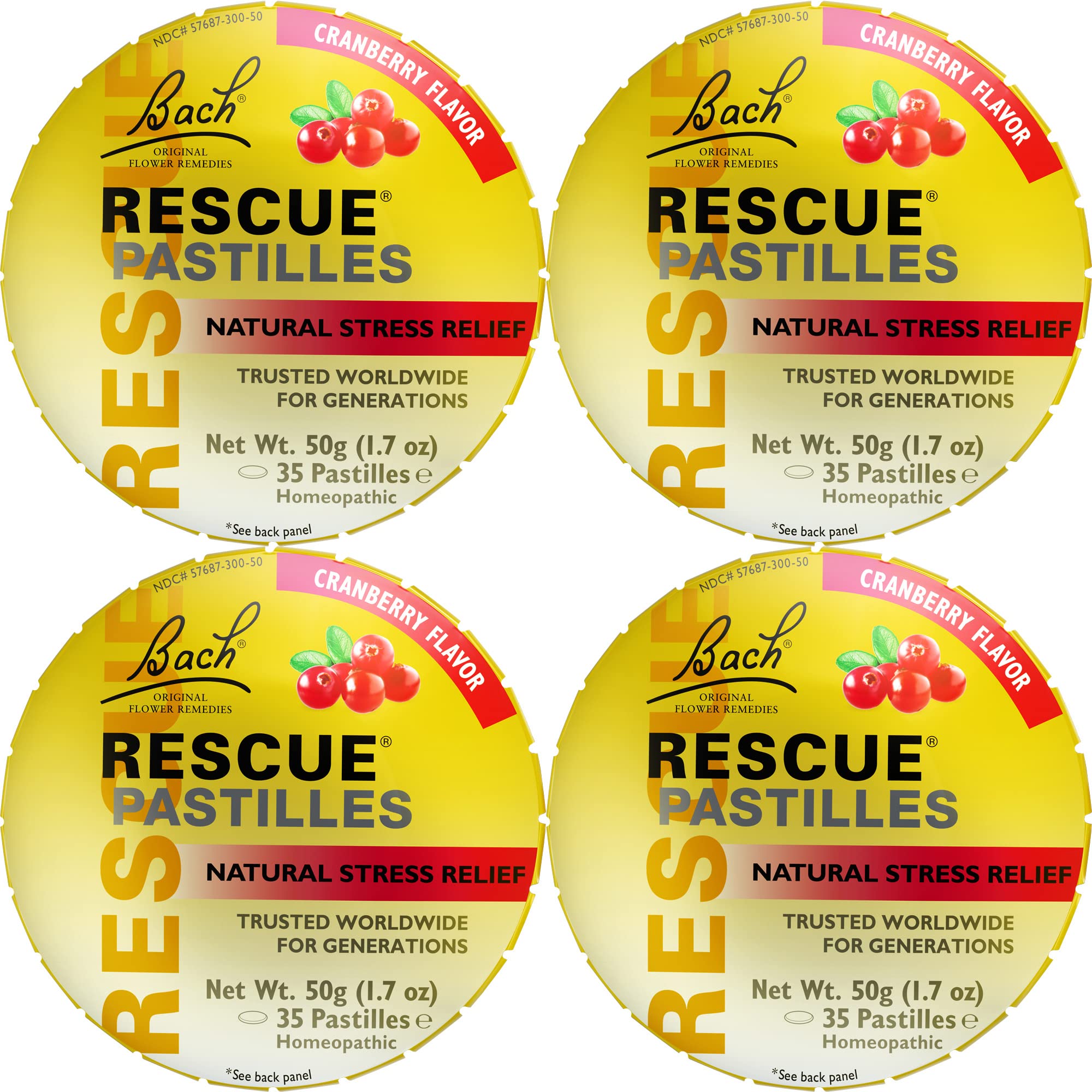 RESCUE Bach Rescue Pastilles vista frontal del envase con sabor arándano mostrando marca y conteo