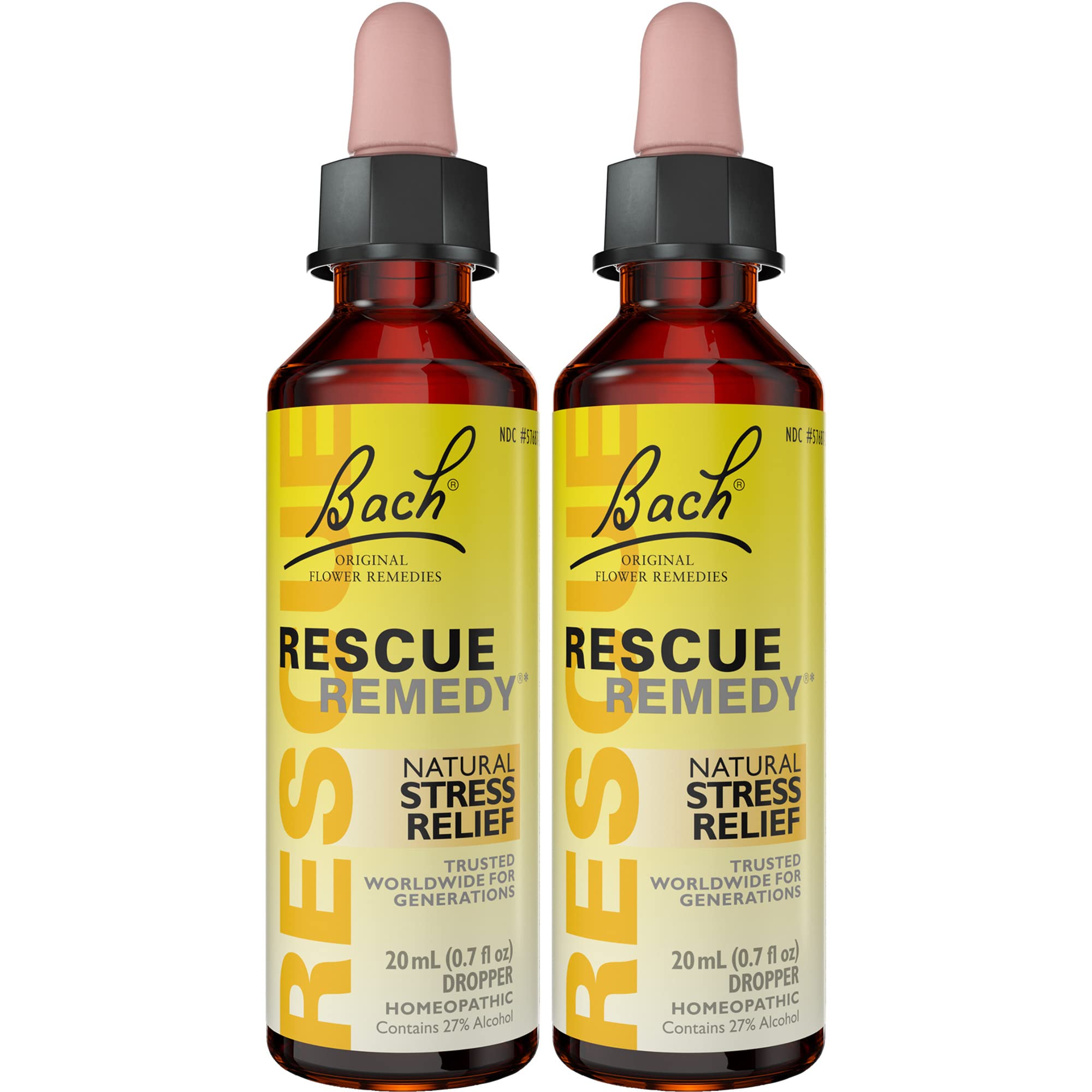 RESCUE frasco de 20 mL vista frontal con gotero, portátil y fácil de dosificar