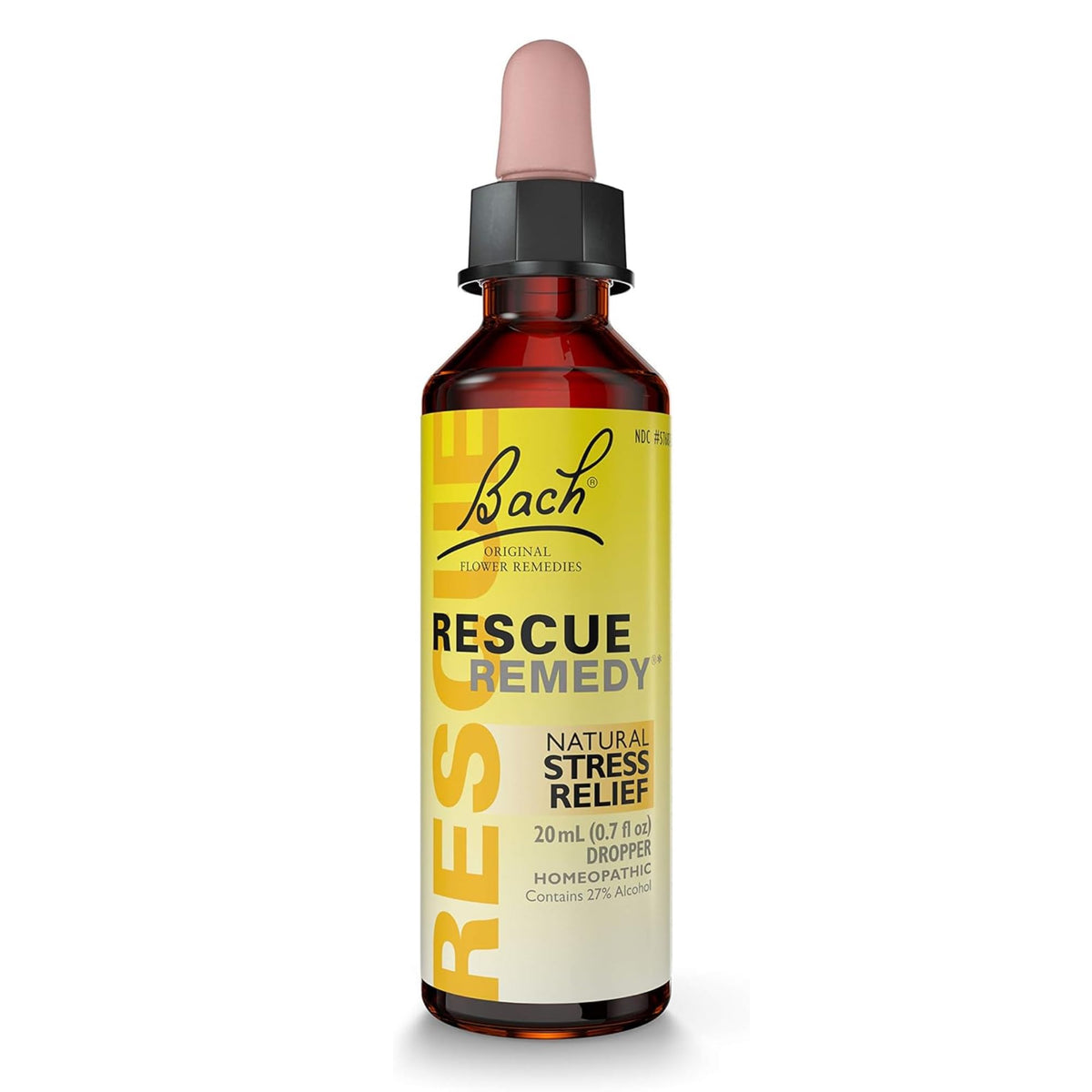 RESCUE gotero frontal 20 mL con etiqueta clara y fácil lectura
