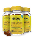 RESCUE envase frontal mostrando 3 frascos y beneficios claros