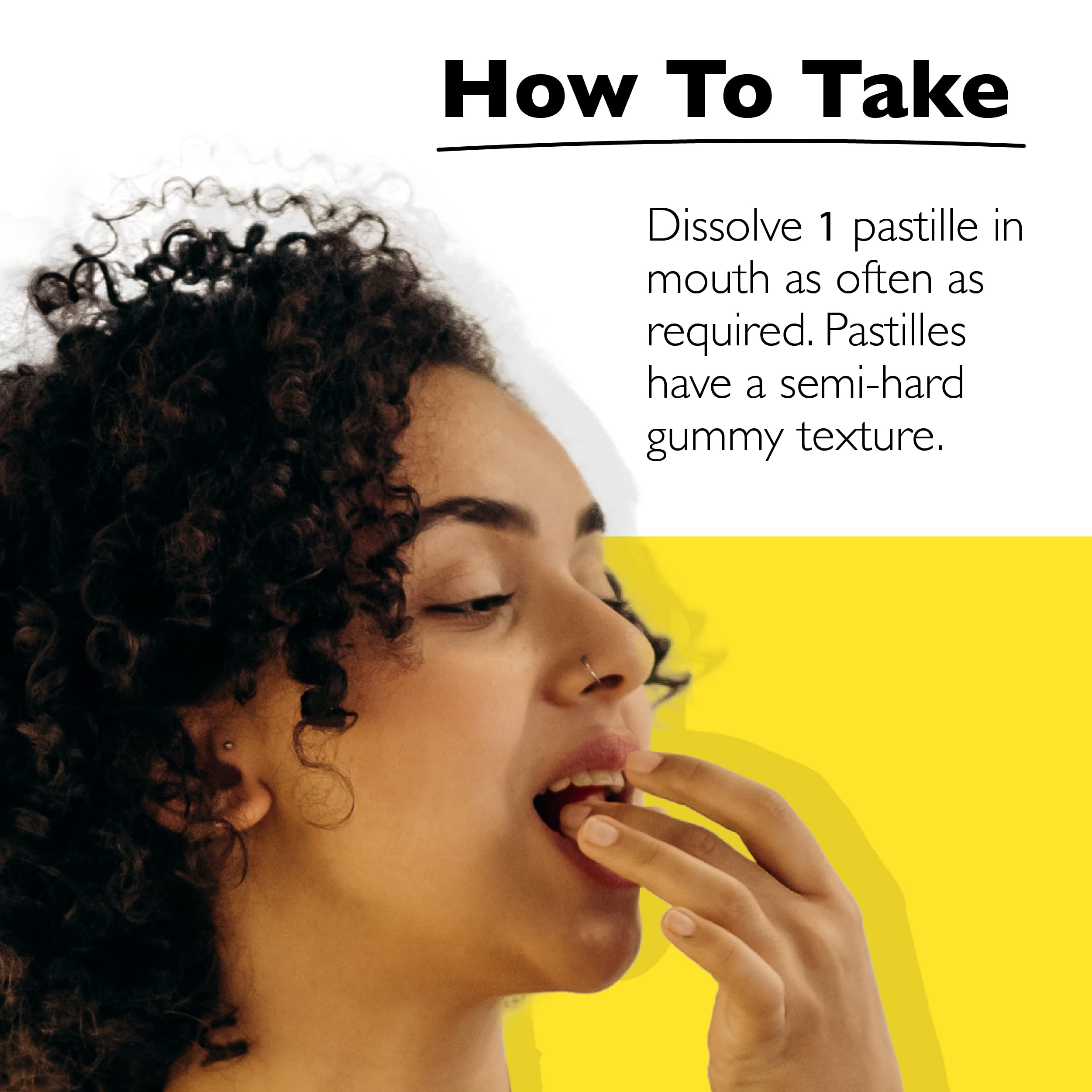 RESCUE pastilles etiqueta con ingredientes y beneficios, claridad informativa