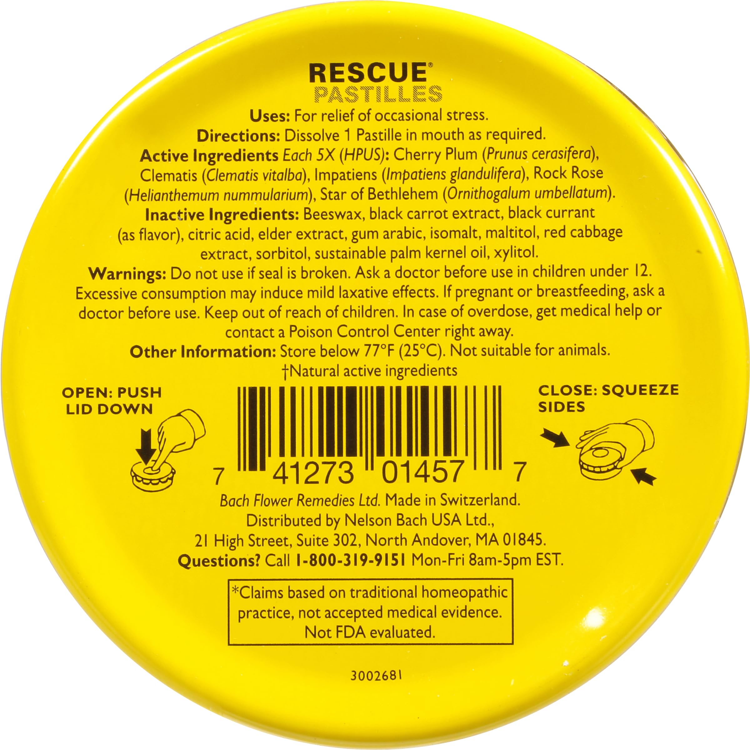 RESCUE etiqueta e ingredientes detallados para transparencia y confianza
