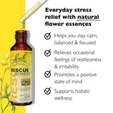 RESCUE Bach Rescue Remedy Dropper frontal, alivio rápido del estrés visible en el envase