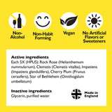 RESCUE gotas sobre la mano mostrando textura sin alcohol ni azúcares