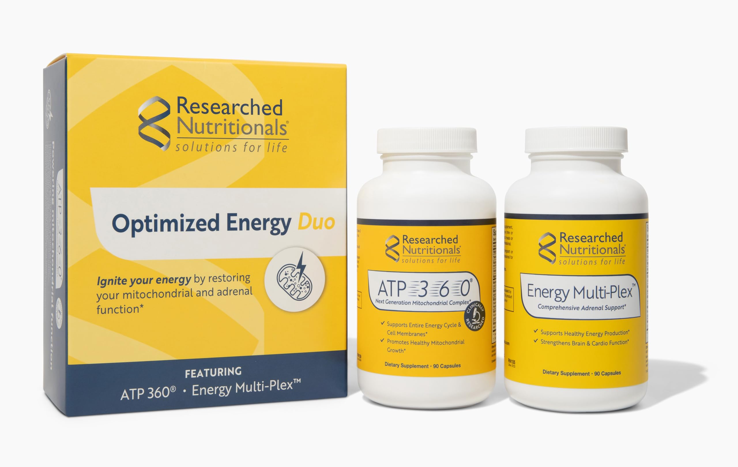 Researched Nutritionals ATP 360 y Energy Multi-Plex juntos para soporte energético