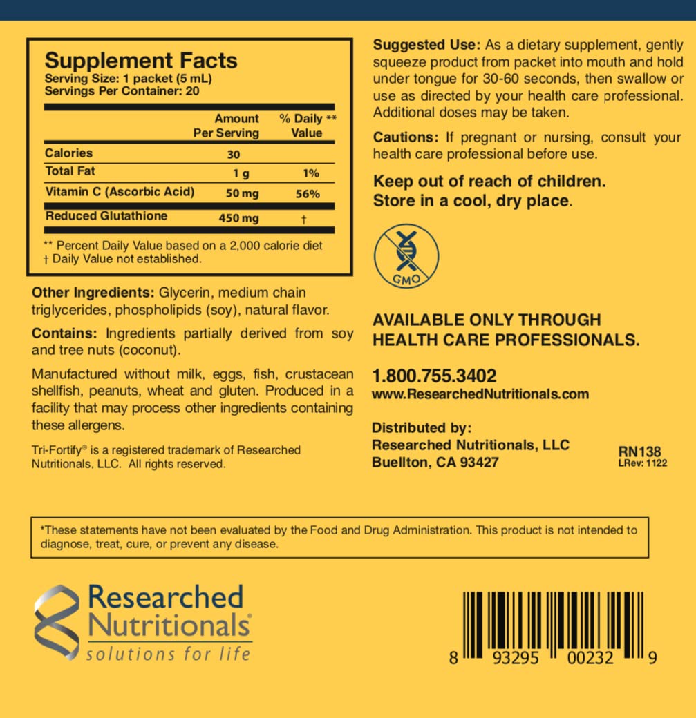 Researched Nutritionals sobre junto a moneda para comparar tamaño y conveniencia