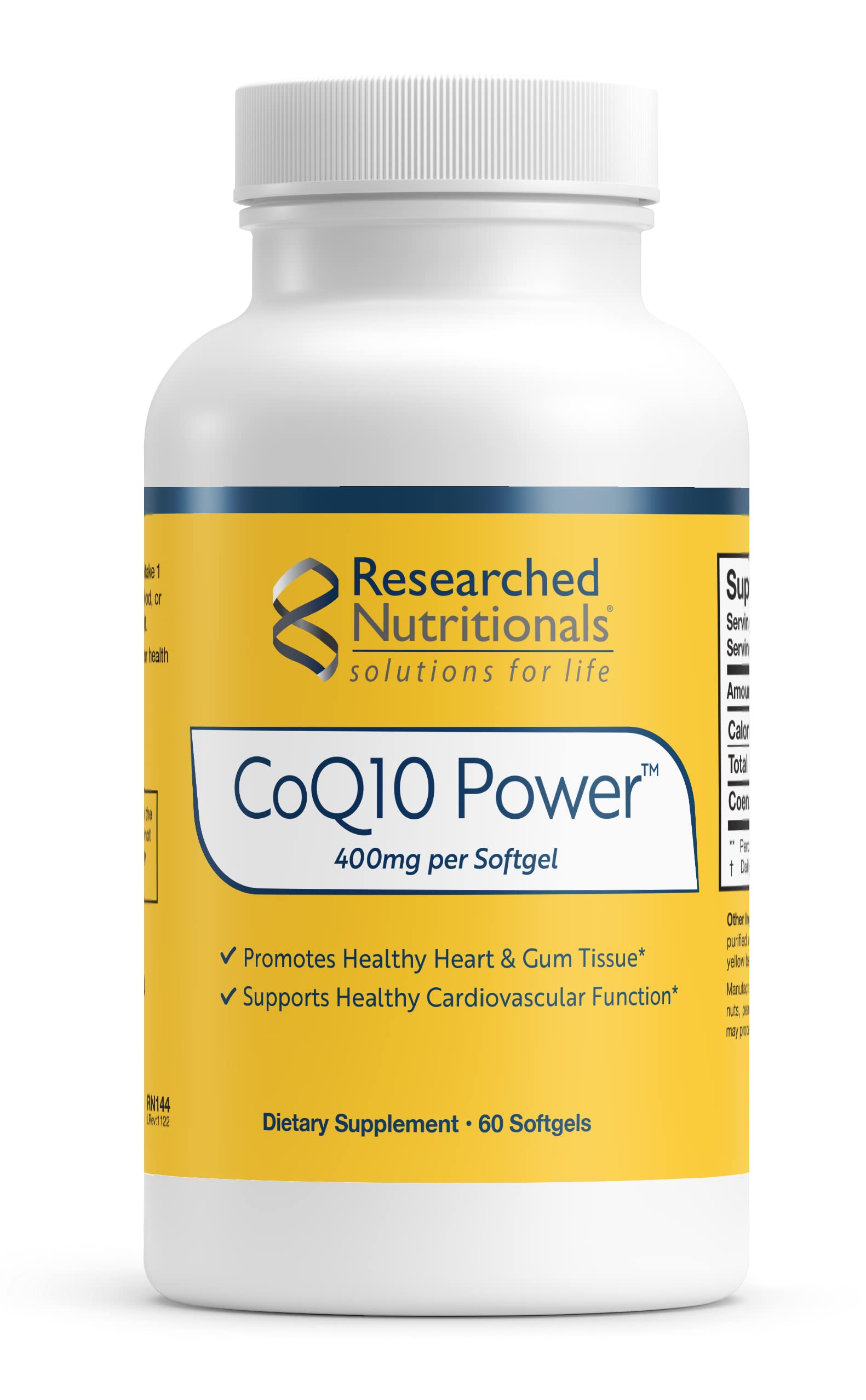 Researched Nutritionals frente del empaque mostrando beneficios y dosis
