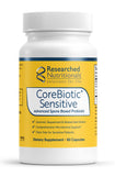 Researched Nutritionals bote frontal de CoreBiotic Sensitive, fácil identificación