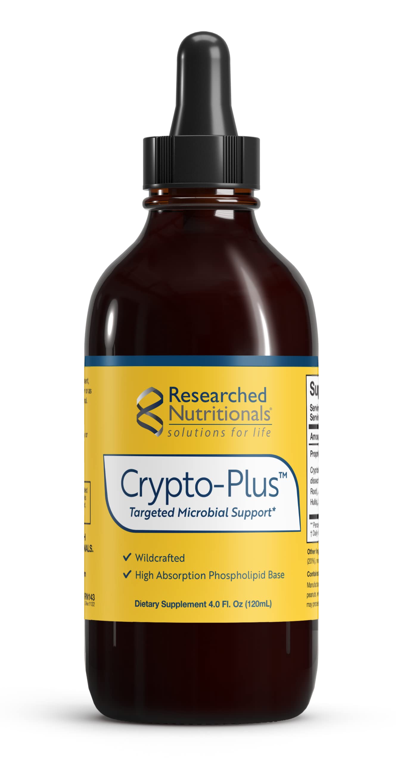 Researched Nutritionals Crypto-Plus frente del empaque mostrando presentación clara y profesional