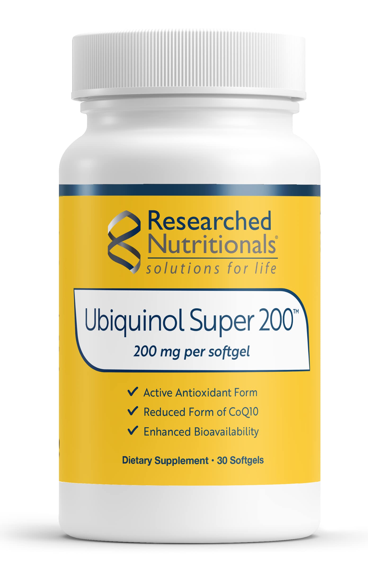 Researched Nutritionals frasco frontal mostrando etiqueta y beneficios