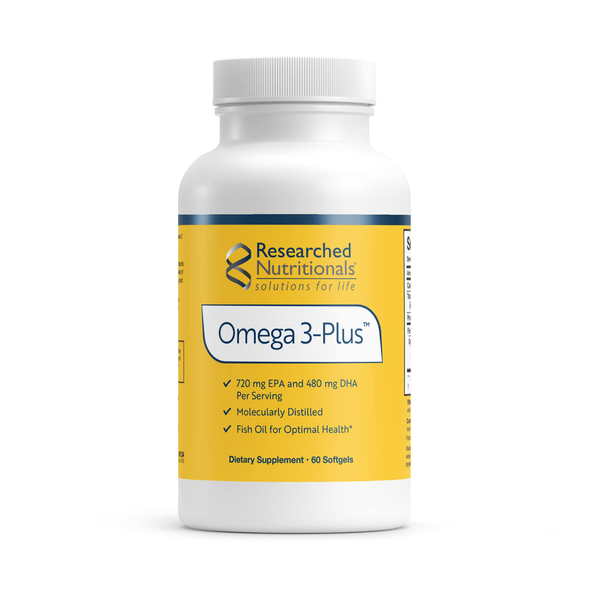 Researched Nutritionals frasco frontal mostrando el envase y beneficio de alta potencia