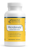 Researched Nutritionals Microbinate frasco frontal mostrando diseño y beneficios clave