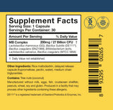 Researched Nutritionals Multi-Biome comparación de tamaño en mano para visualizar la conveniencia de una cápsula diaria