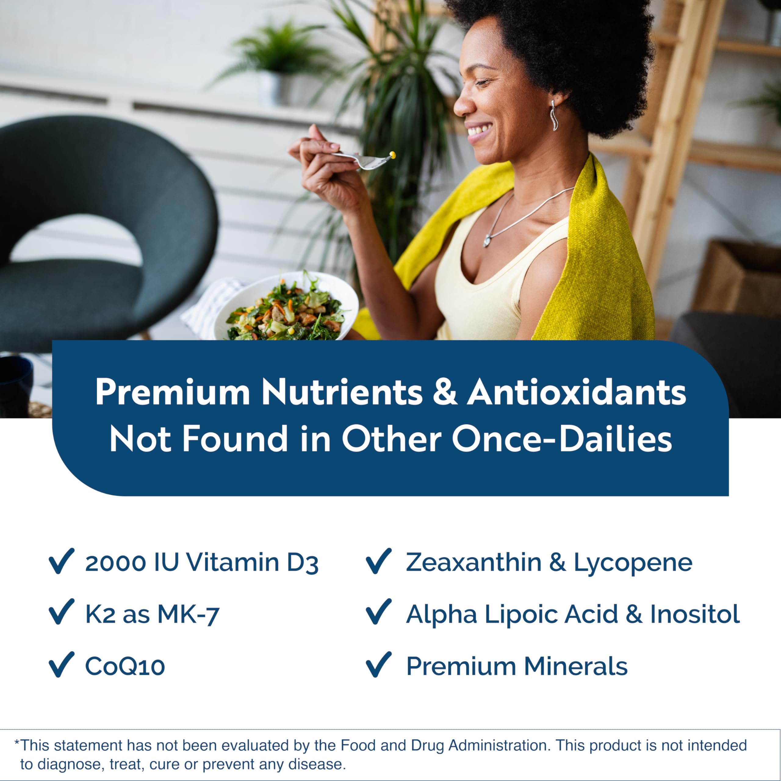 Researched Nutritionals etiqueta cercana destacando ingredientes activos y D3