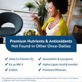 Researched Nutritionals etiqueta cercana destacando ingredientes activos y D3