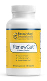 Researched Nutritionals RenewGut frasco visible, muestra confianza y formulación segura