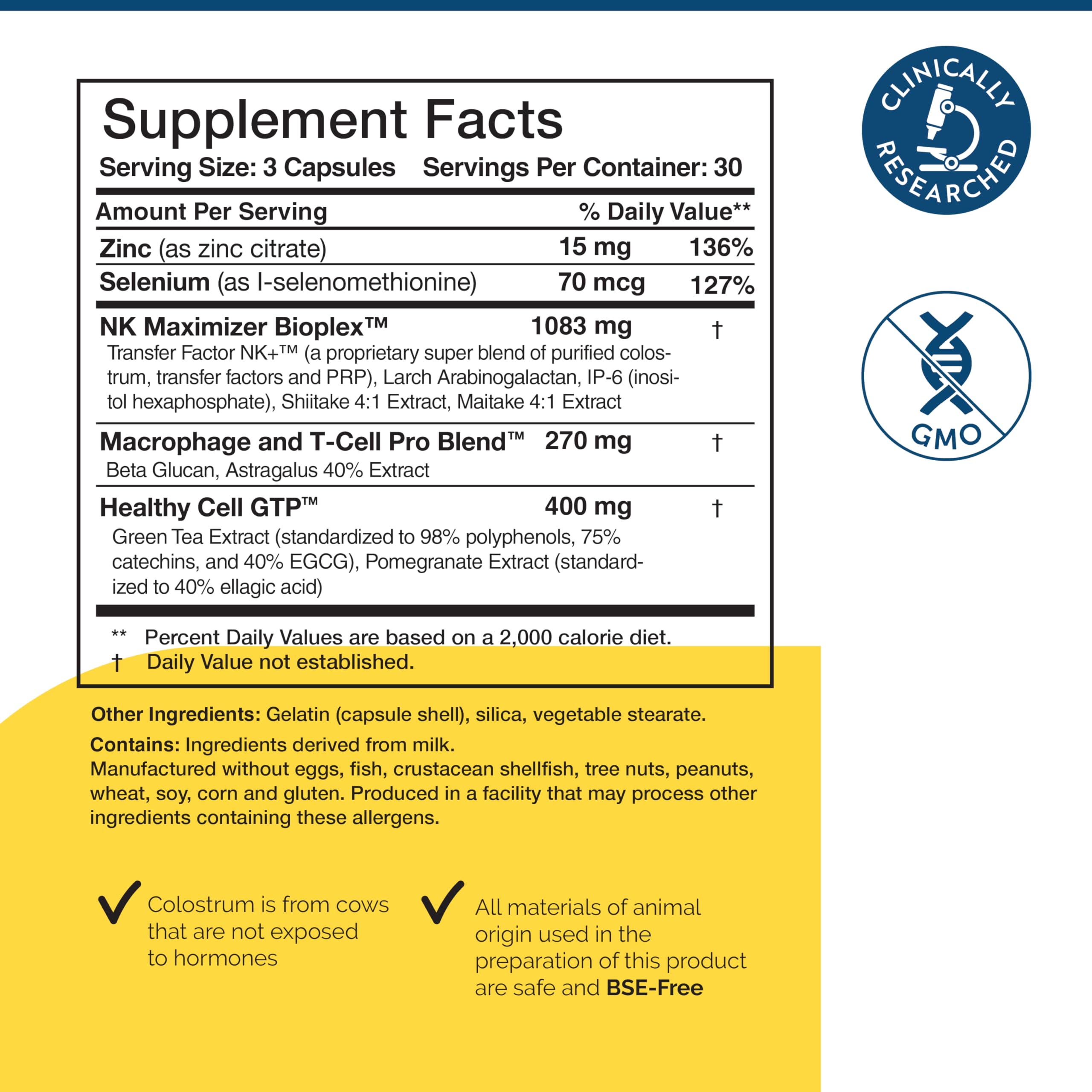 Researched Nutritionals comparación de tamaño del frasco con una mano para valorar escala y portabilidad