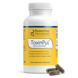 Researched Nutritionals ToxinPul frente del empaque muestra confianza y calidad