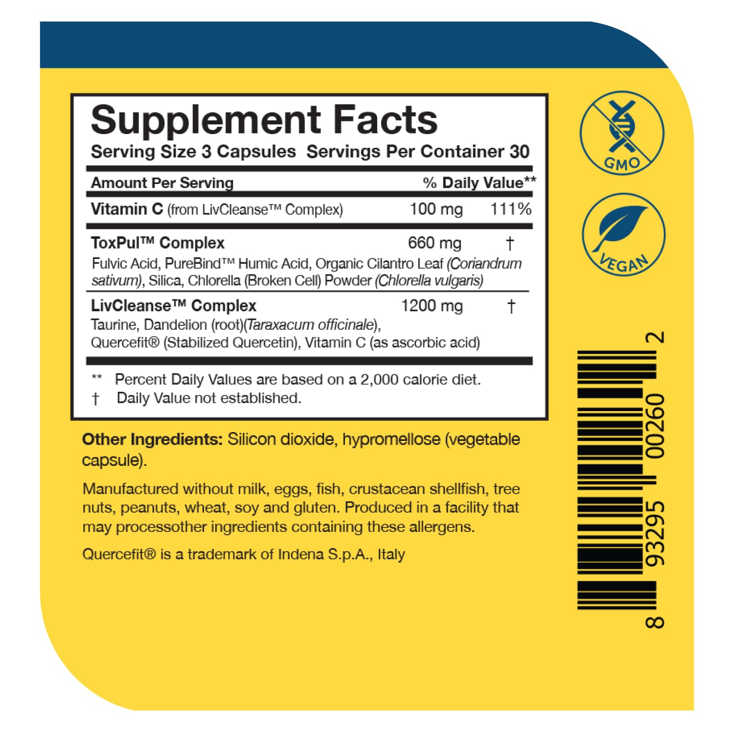 Researched Nutritionals ToxinPul información nutricional en cerca para ver dosis e ingredientes