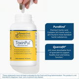 Researched Nutritionals ToxinPul etiqueta con lista de ingredientes para transparencia